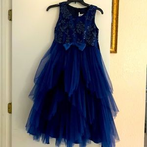 ❤️❤️❤️petite Adele , made in the USA, sequined blue tulle dress.
